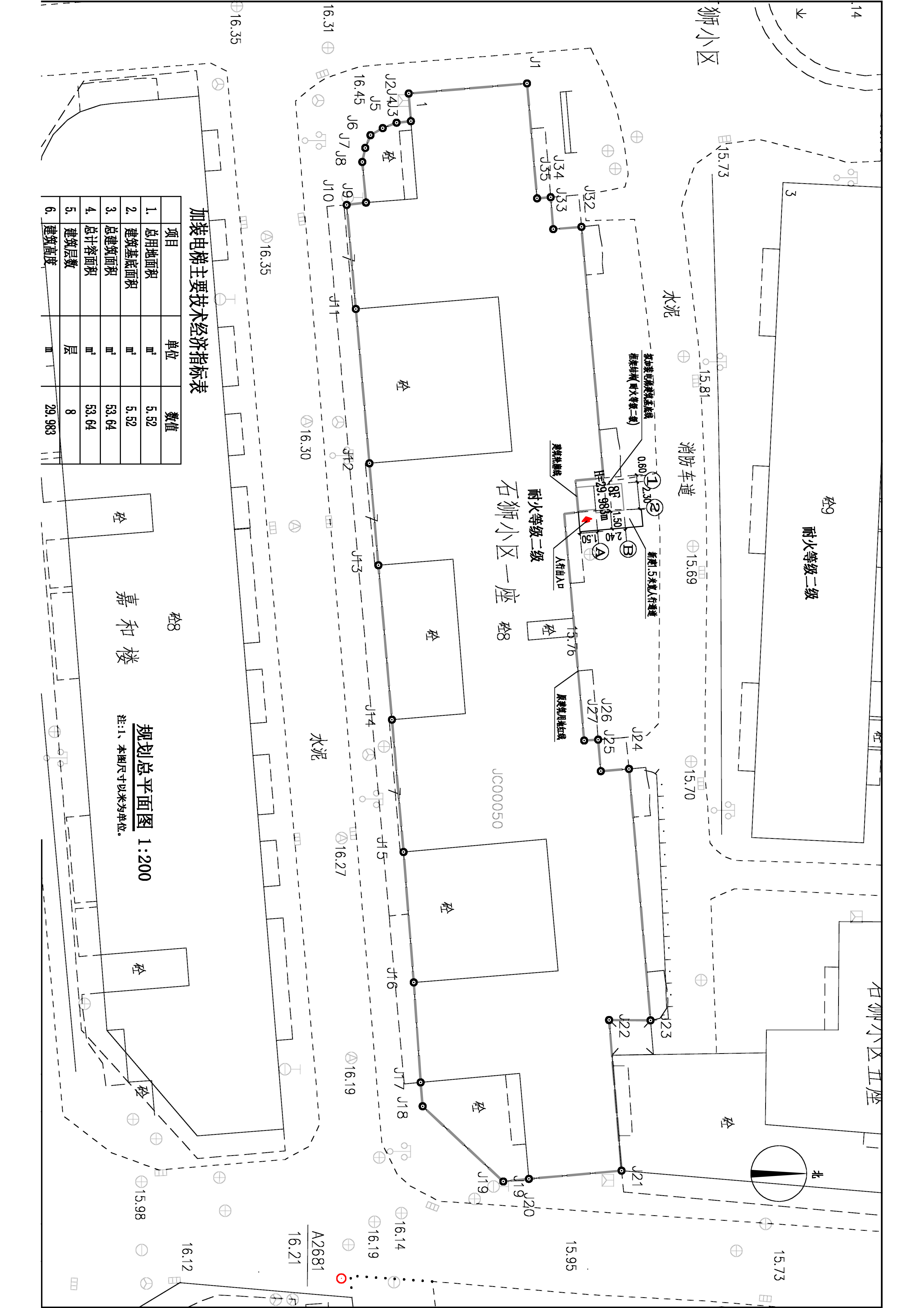 石獅小區(qū)1座加裝電梯 建筑總平面圖.jpg