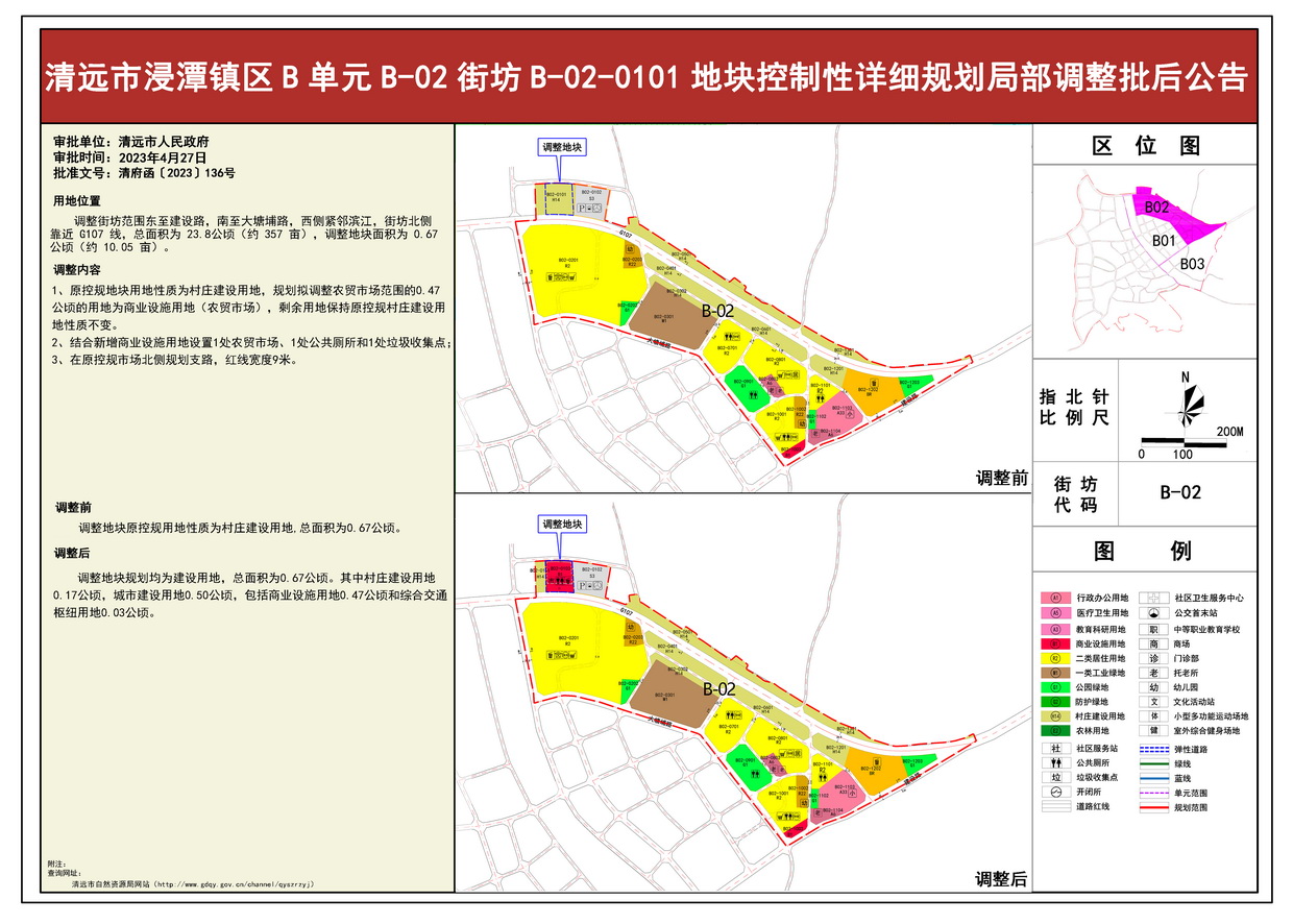 22清遠(yuǎn)市浸潭鎮(zhèn)區(qū)B單元B-03街坊B-02-0101地塊控制性詳細(xì)規(guī)劃局部調(diào)整批后公告.jpg