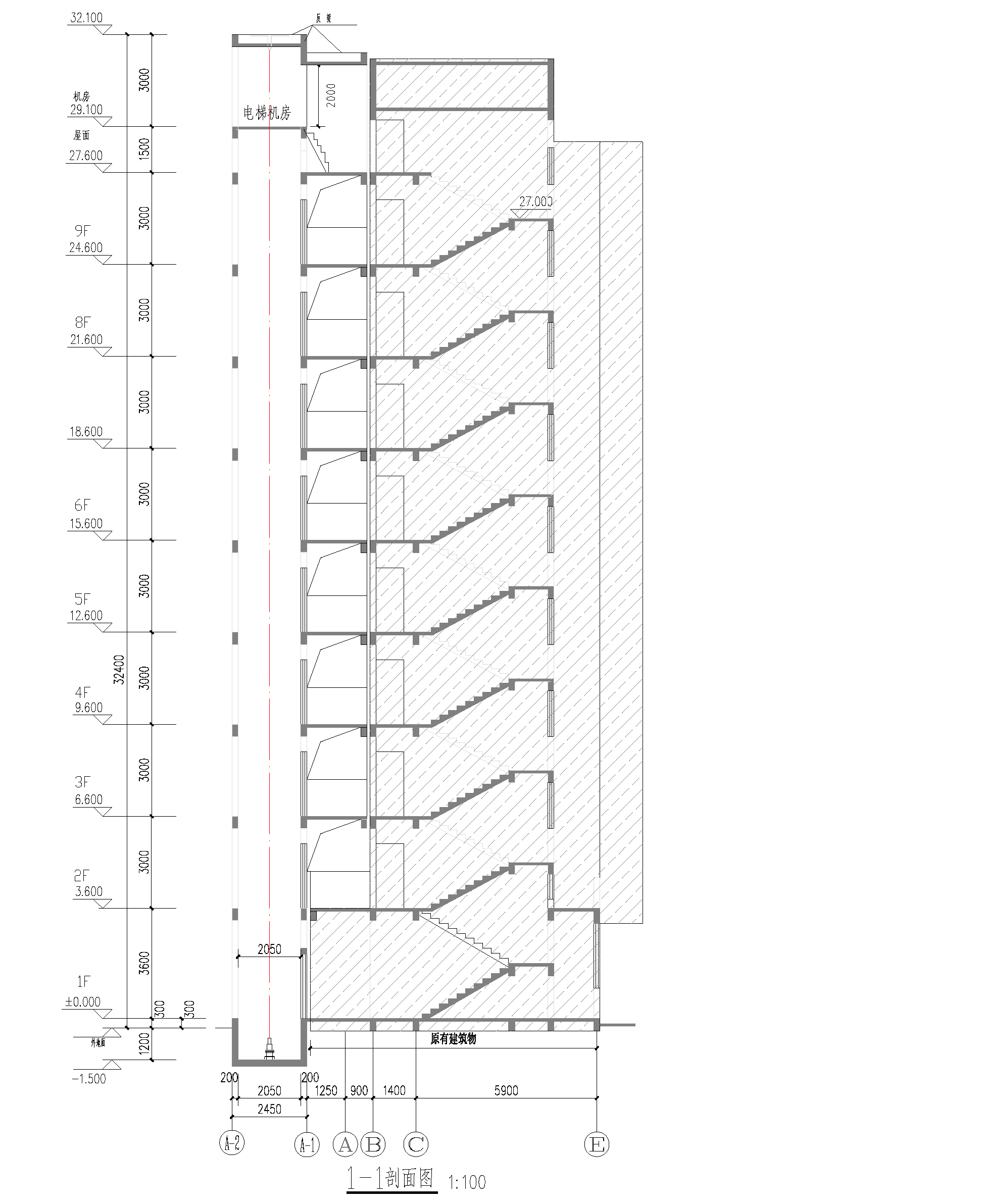 清遠市新城錦霞路1號八座東梯加裝電梯建設(shè)項目剖面圖.png