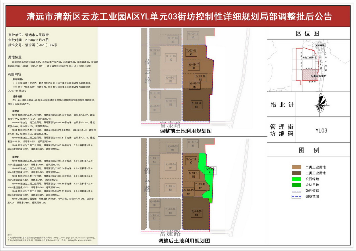 《清遠(yuǎn)市清新區(qū)云龍工業(yè)園A區(qū)YL單元03街坊控制性詳細(xì)規(guī)劃局部調(diào)整》批后公告--s.jpg
